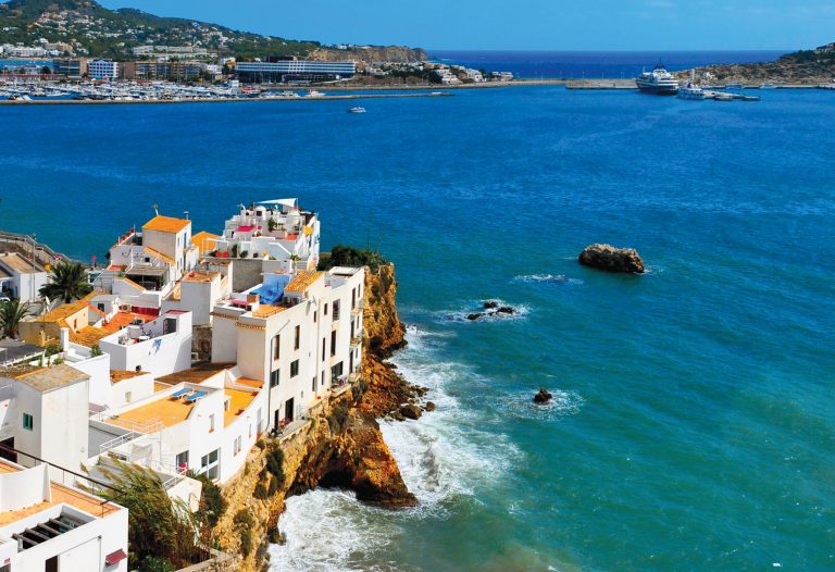 View of Sa Penya District in Ibiza Town, Balearic Islands, Spain