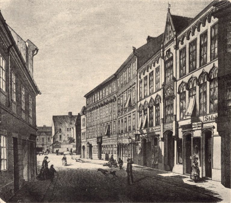 Pohled do Betlémského náměstí v roce 1869. FOTO - Antonín Levý - Creative Commons - volné dílo