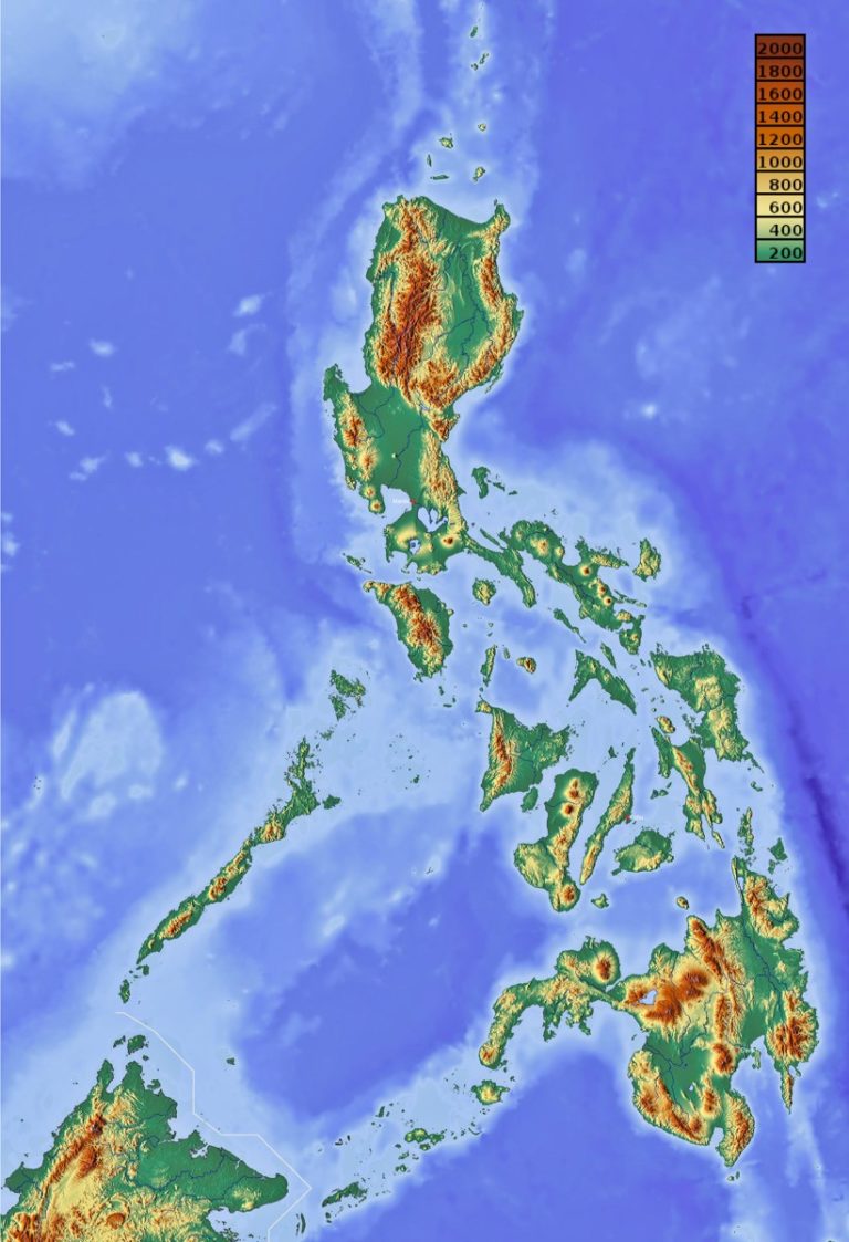 Reliéf – mapa Filipín